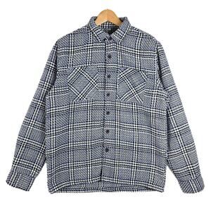 Common People White Blue Green Plaid Button Up Collared Woven Shacket Size M